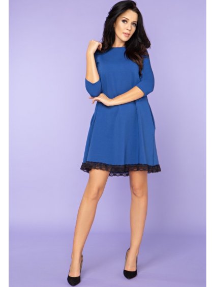 Modré elegantní šaty máma a dcera s krajkou ve spodní části (Rozmiar S)
