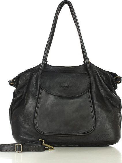 MARCO MAZZINI Dámská kožená shopper bag - černá