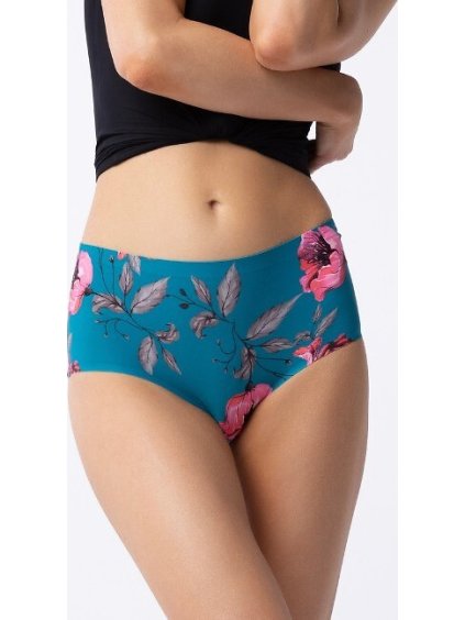 Smaragdové dámské klasické kalhoty s vyšším pasem Julimex Wild Rose Maxi (Velikost L, Barva smaragdová)