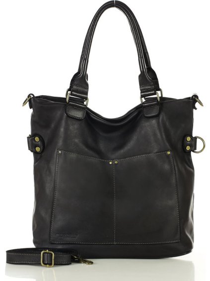 Černá kožená kabelka MARCO MAZZINI