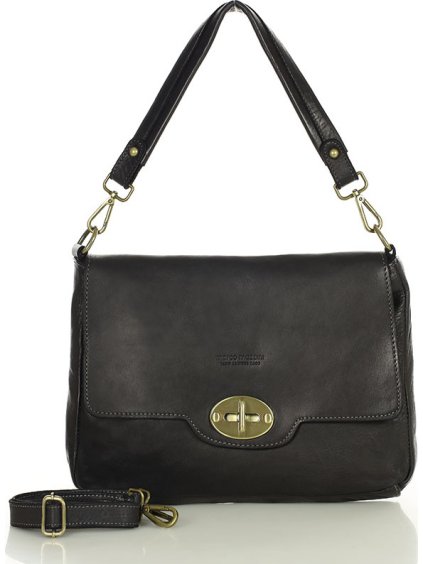 MARCO MAZZINI černá kožená kabelka