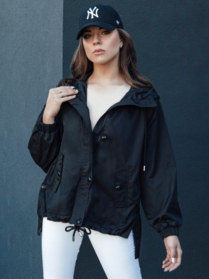 Dámská černá přechodná bunda s kapucí BELART