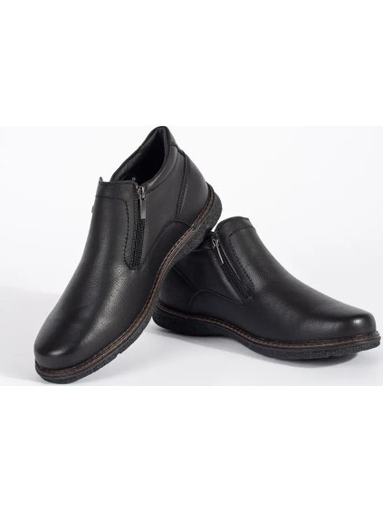 Černé zimní kotníkové pánské polobotky