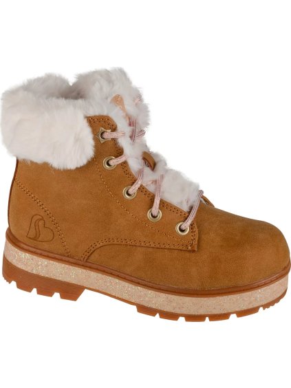 Světle hnědé dívčí zimní kotníkové boty Skechers Street Glitz