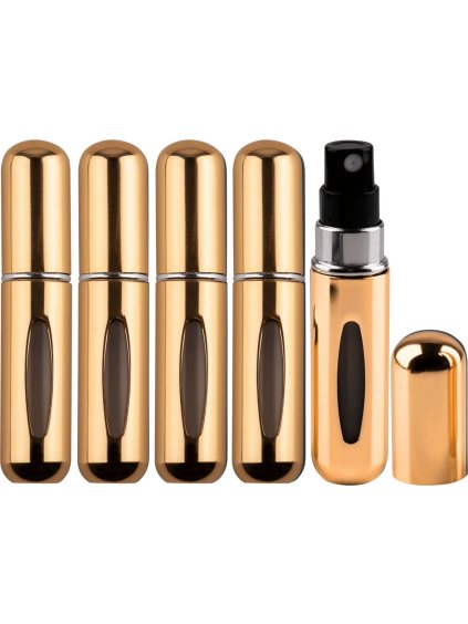 (Vel. ONE SIZE) Zlatá sada 5 plnitelných rozprašovačů na parfém 5 ml (Velikost ONE SIZE)