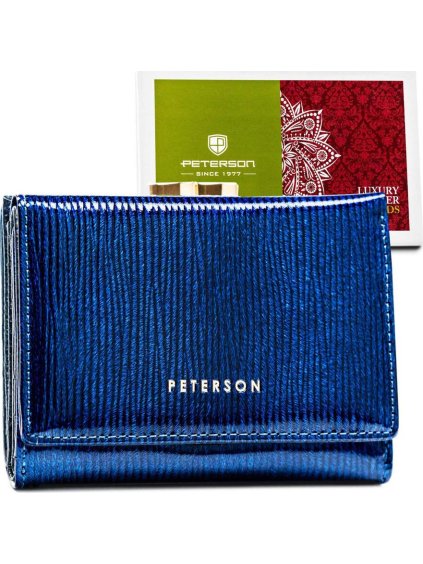Elegantní dámská tmavě modrá peněženka z přírodní kůže Peterson Y727