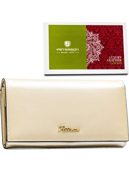 Velká smetanová dámská peněženka se zapínáním na patentky Peterson Y711