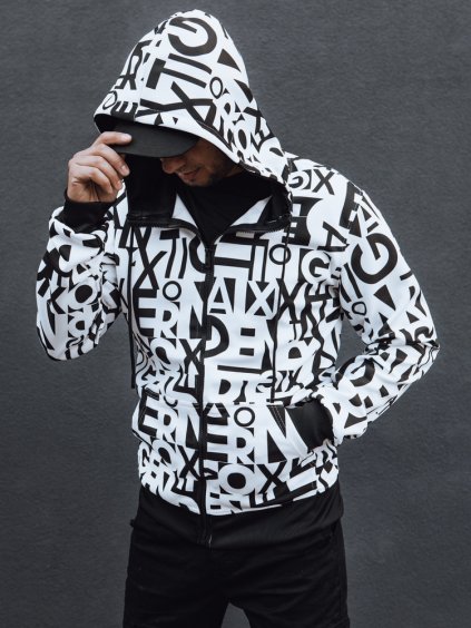 Bílá pánská mikina s černým potiskem