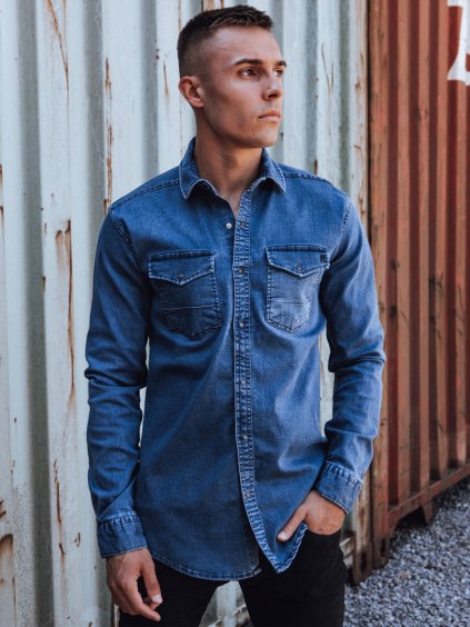 Pánská modrá džínová košile
