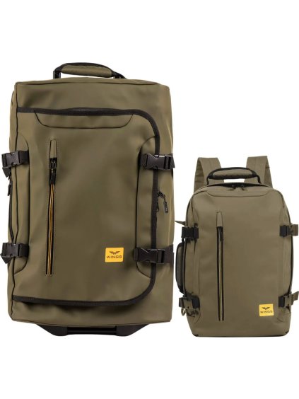 Khaki set kufru a batohu Partrige (Velikost Sada)