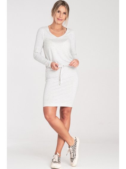 Světle šedé dámské sportovní šaty s dlouhým rukávem