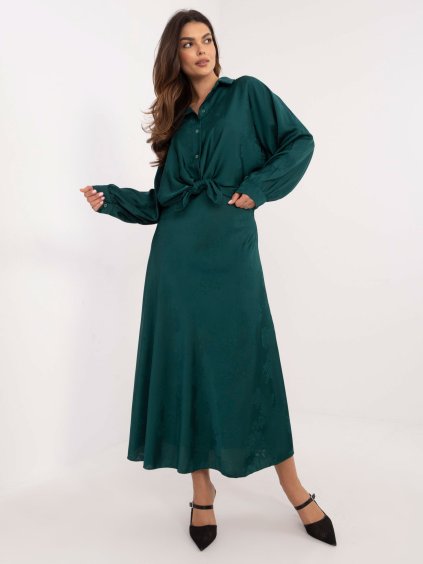 Smaragdová elegantní maxi sukně se vzory (Velikost ONE SIZE)