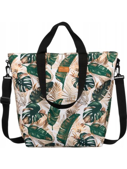 Rovicky Béžovo-zelená vzorovaná textilní shopper kabelka (Velikost ONE SIZE)