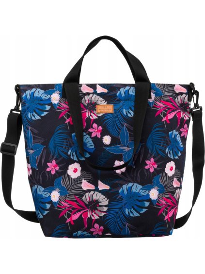 Rovicky Černo-modrá vzorovaná textilní shopper kabelka (Velikost ONE SIZE)