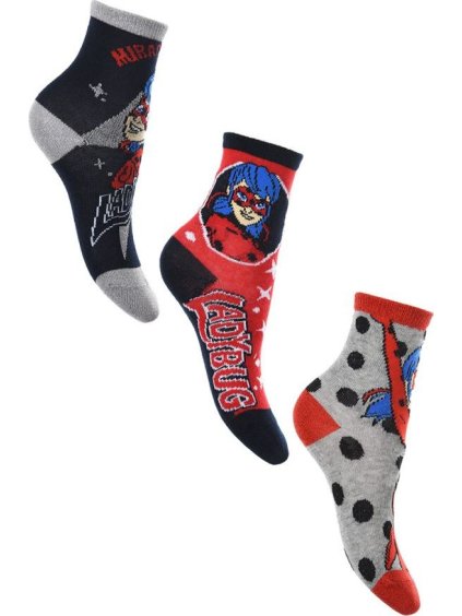 Balení 3 ks ponožek Miraculous (Velikost 23/26)