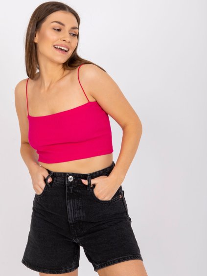 (Vel. XS) Fuchsiový krátký top na tenká ramínka Aria