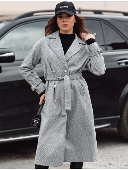 Šedý dámský dlouhý oversize kabát CAMELLYN