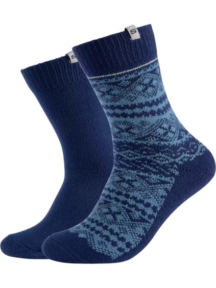 Tmavě modré pánské vánoční ponožky Skechers 2PPK Men Casual Fashion Jacquard Socks (Velikost 39/42)
