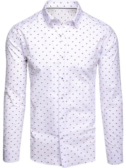 Pánská bílá vzorovaná košile s dlouhým rukávem