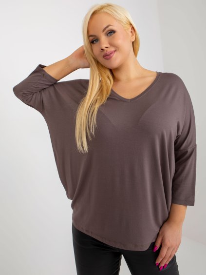 Hnědá volná halenka (Velikost ONE SIZE)
