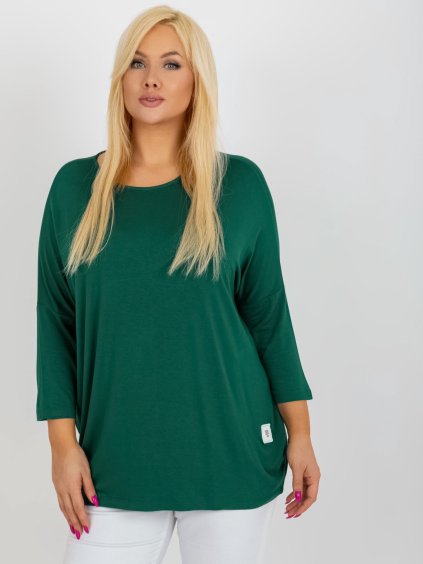 Tmavě zelená volná halenka s 3/4 rukávem (Velikost ONE SIZE)