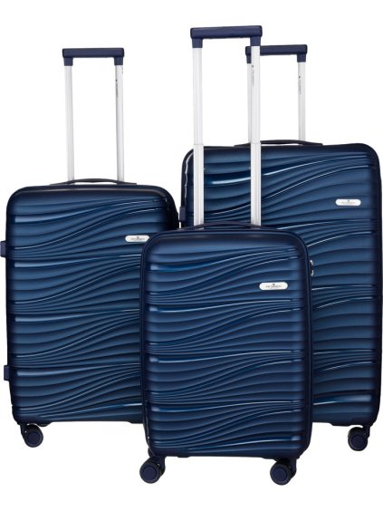 Tmavě modrá 3dílná sada kufrů Peterson
