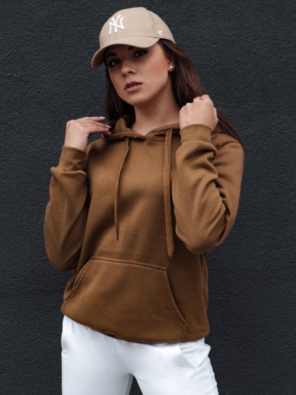 Hnědá dámská mikina s kapucí BASIC