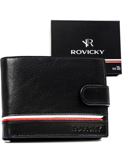 Černá pánská kožená peněženka s RFID ochranou Rovicky L229