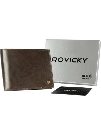 Elegantní hnědá pánská kožená peněženka s RFID systémem Rovicky L227