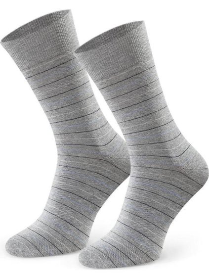 Šedé melanž pánské pruhované ponožky Art.056