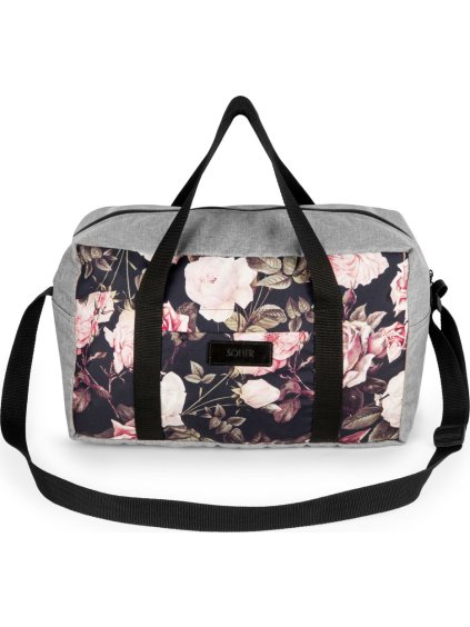 Solier Šedá příruční taška s květinovým vzorem (Velikost ONE SIZE)