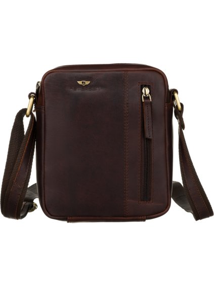 Stylová tmavě hnědá pánská kožená taška přes rameno Peterson