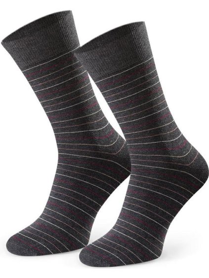 Tmavě šedé pánské pruhované ponožky Art.056