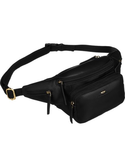 Peterson Klasická černá kožená pánská ledvinka