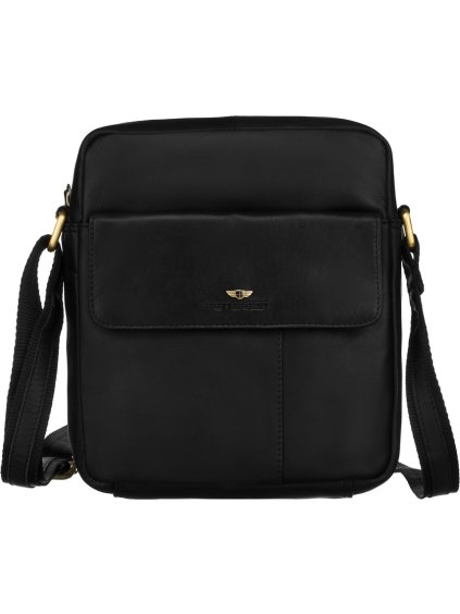Peterson Elegantní černá pánská kožená taška přes rameno