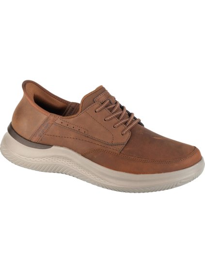 Hnědé pánské kožené tenisky Skechers Slip-Ins: Rory