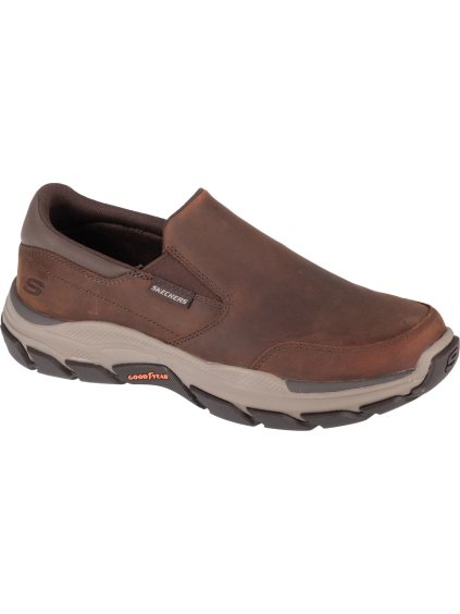 Hnědé kožené slip-on boty Skechers Respected - Calum