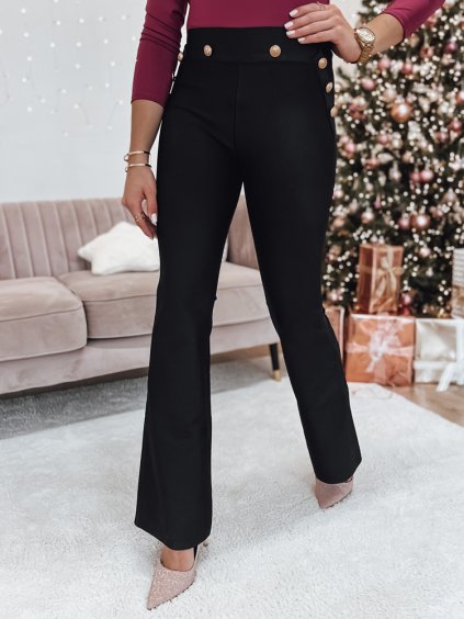 Černé dámské elegantní kalhoty s vysokým pasem SHINTOP