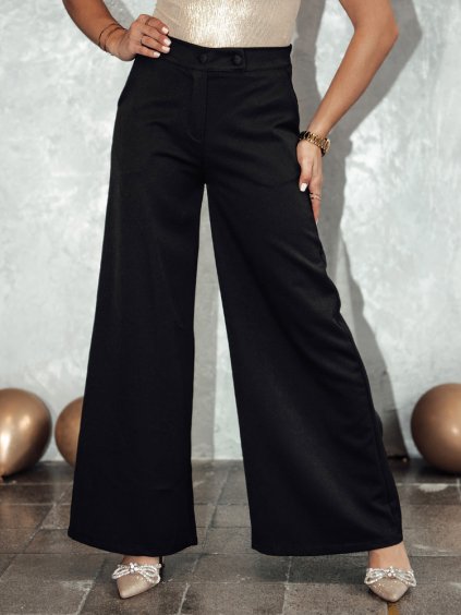 Černé dámské široké kalhoty ELEGAFIT