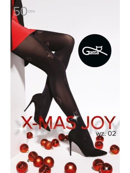 Černé dámské silonky s vánočním vzorem Gatta X-Mas Joy 50 den (Velikost XL, Barva černá)