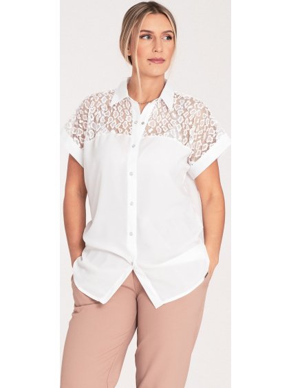 Smetanová košile s krajkou a límečkem