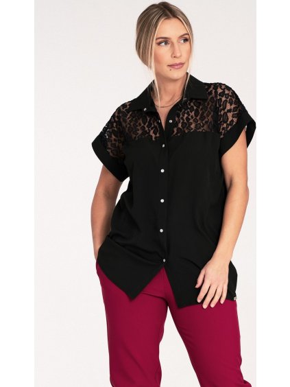 Černá košile s krajkou a límečkem