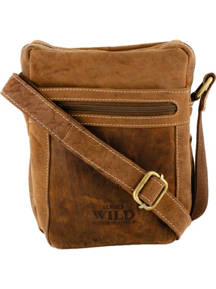 Always Wild Světle hnědá messenger taška z hovězí kůže