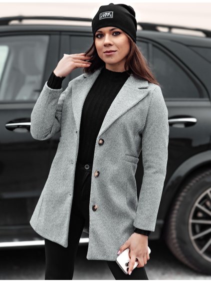 Šedý dámský stylový kabát BELVEONE