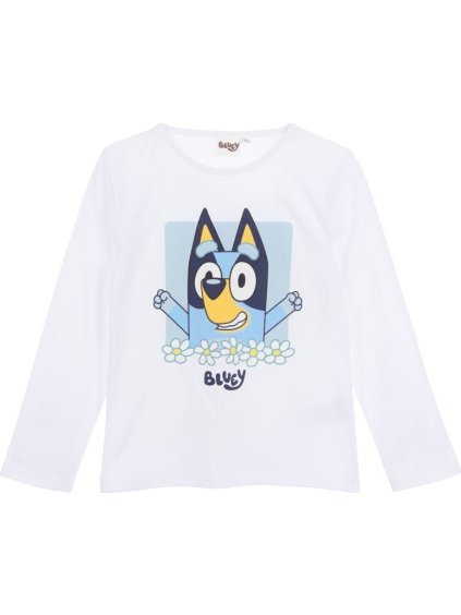 Bílé dívčí tričko s dlouhým rukávem Bluey