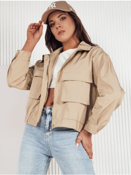 Béžová přechodová krátká bunda s kapsami ISTAN