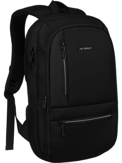 Peterson Prostorný černý cestovní batoh s popruhem na kufr