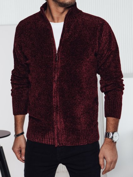 Pánský vínový svetr se zapínáním na zip