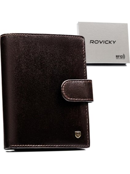 Rovicky Tmavě hnědá pánská peněženka se zapínáním na patentku L249