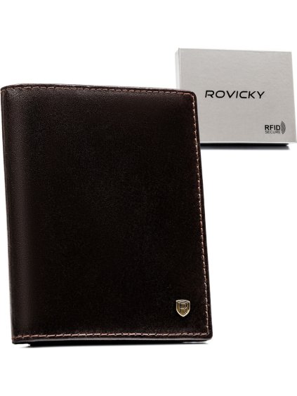 Rovicky Tmavě hnědá pánská kompaktní peněženka s RFID L250